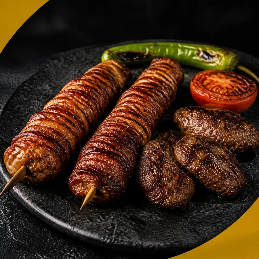 Izgara kokoreç ve köfte